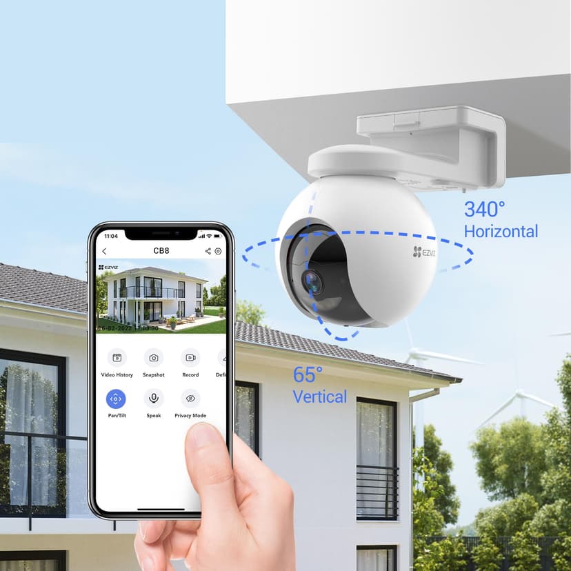 EZVIZ CB8 KIT 2K Caméra Surveillance WiFi Extérieure sans Fil, Solaire, Batterie 10400mAh, Suivi Intelligent, Détection de Personne, Vision Nocturne Couleur, Audio Bidirectionnel, Sirère, Type C - 4