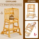 COSYLAND Montessori Learning Tower for Children from 1 Year - Safe Children's Learning Tower from 2 Years - Sturdy Toddler Tower, Natural Colour - 4
