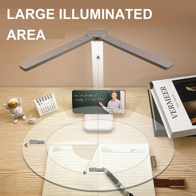 40CM Double Head LED Desk Lamp, 4000mAh Lamp, 3 Dimmable Color Modes, USB Charging Port, Eye Protection Folding Table Lamp for Office Lighting, Reading, Drawing - 5