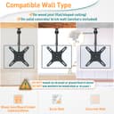 ELIVED Flip Down Ceiling TV Mount Fits 14-42 Inch LCD TV/Monitor Screens up to 10KG, Height Adjustable Full Motion TV Bracket for Flat/Pitched Roof/Cabinet, Max VESA 200x200mm, EV3030 - 6