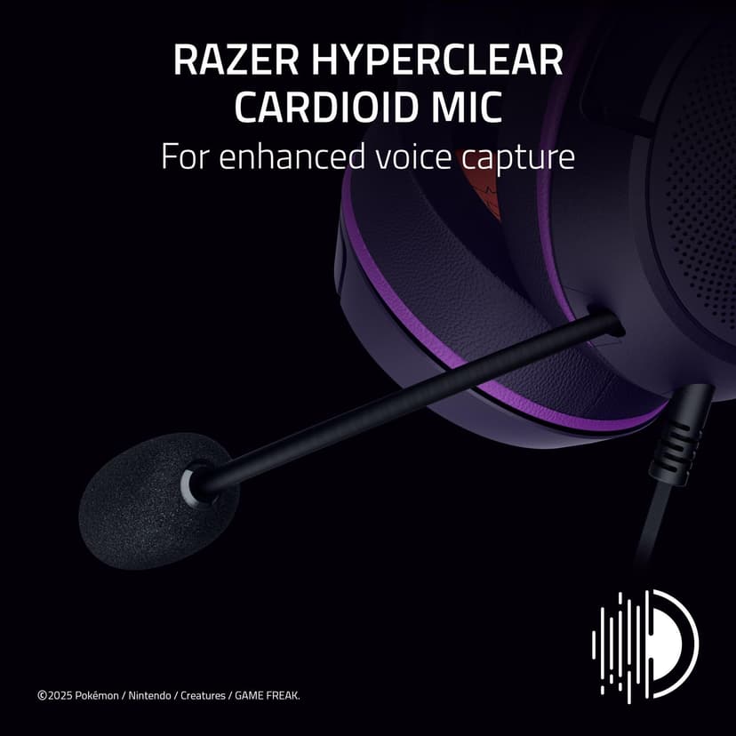 Razer Kraken Kitty V2 - Gengar Pokémon Edition - USB Headset - Gengar Spikes - Stream Reactive Lighting - HyperClear Cardioid Mic - TriForce 40mm Drivers - 7.1 Surround Sound | Violet - 5
