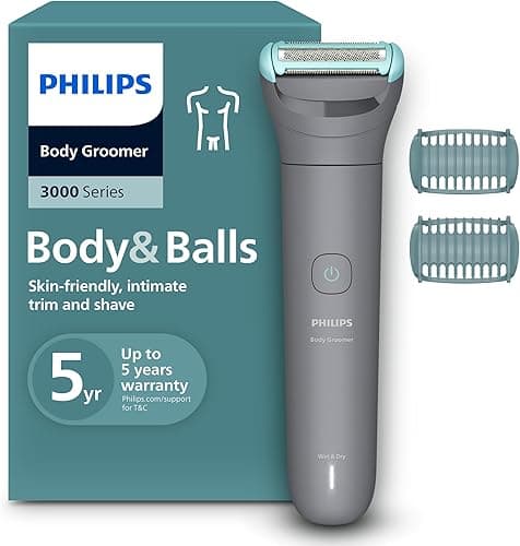 Philips Bodygroom série 3000 - Tondeuse pour hommes avec Triple protection, taille des poils et rasage des zones intimes, rasage de près qui respecte la peau, 100% étanche, autonomie 80 min, BG3480/15