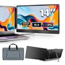 domyfan 14" Laptop Monitor, FHD 1080P IPS Dual Laptop Screen, HDMI/USB-A/Type-C Plug and Play for Windows,Mac,Chrome,Android, Xbox, PS5, Work with 13.3"-17" Laptops - 1
