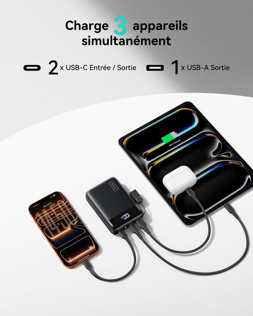 INIU Batterie Externe, 22.5W Fast 20000mAh Power Bank Charge Rapide, Powerbank Portable USB C Input & Output PD3.0 QC4.0 Chargeur Compatible avec iPhone16 15 14 13 12 11 Pro Max Samsung 24 23 22 21 - 3