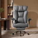 Efomao Sedia da Ufficio Ergonomica, Poltrona Direzionale in Ecopelle PU con Poggiapiedi Estraibile, Sedia da Scrivania Reclinabile con Imbottitura Spessa, Supporto Lombare, Portata 200kg (grigio) - 2