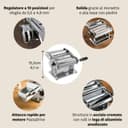 Marcato Pasta Machine, Pasta Maker, Pasta Roller for Handmade Fresh Pasta, Made in Italy, Chromed Steel, for Lasagna, Fettuccine, Tagliolini, Compatible with 11 Extra Pasta Shapes. Model: Atlas 150 - 6