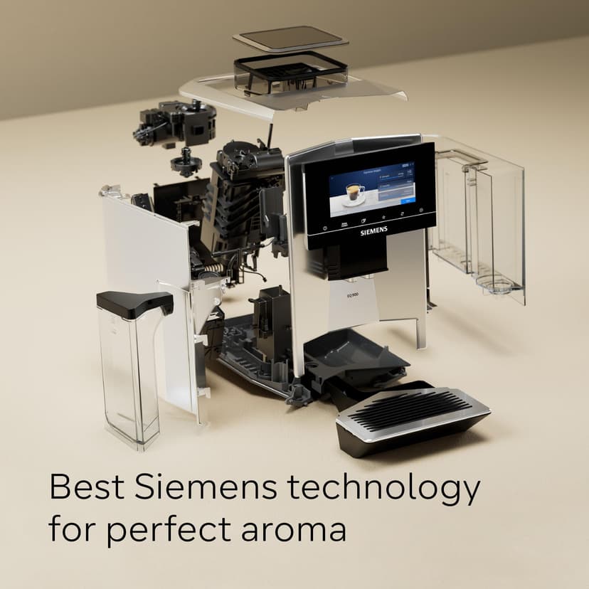 Siemens EQ900 plus fully automatic coffee machine, cartridge 1 x cleaning/descaling, HomeConnect, electric grinding setting, baristaMode, milk container 0.7 l, stainless steel - 8