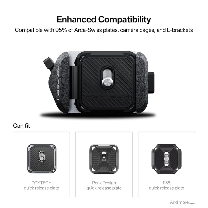 PGYTECH Quick Release Plate & Clamp V2, Arca Swiss Plate Camera Mount with 1/4" to 3/8" Screw Thread for Sony/Nikon/Fuji/Canon/DJI Switch Between Tripod/Monopod/Slider/Stabilizers(Clamp + Plate) - 3