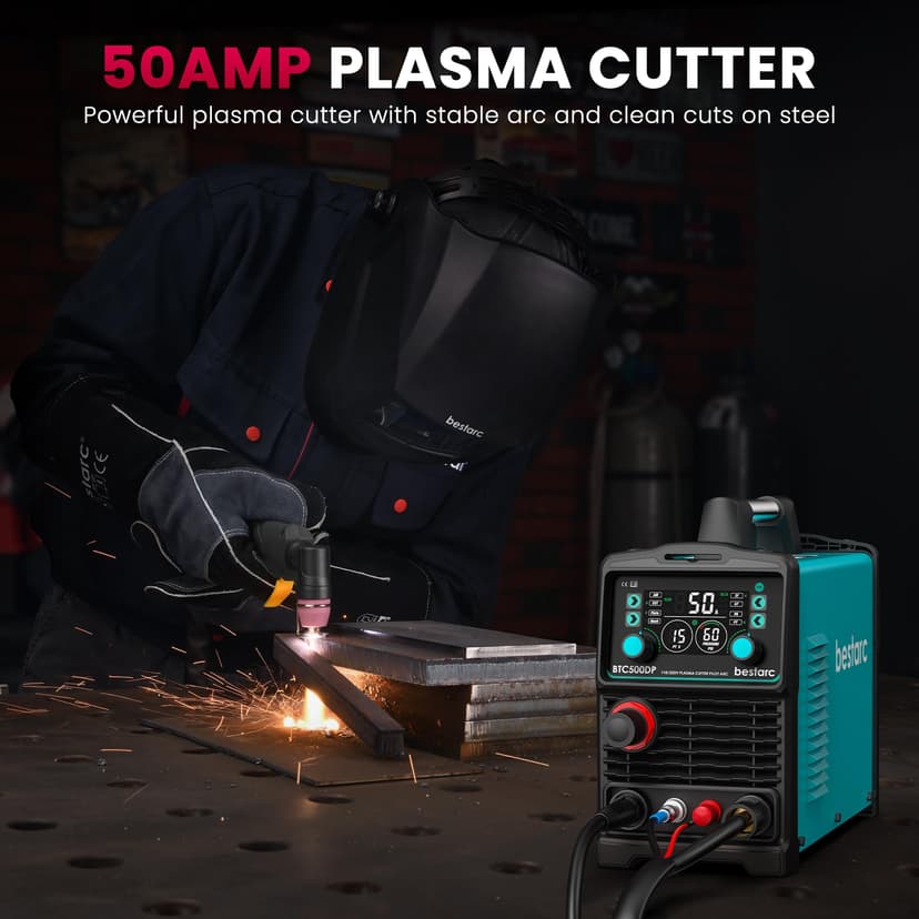 bestarc Plasma Cutter, Pilot Arc [Air Sensor Technology] 110/220V BTC500DP 10th Generation, 50Amps Screen Display Digital Plasma Cutting Machine (BTC500DP 10GEN 110/220V) - 4