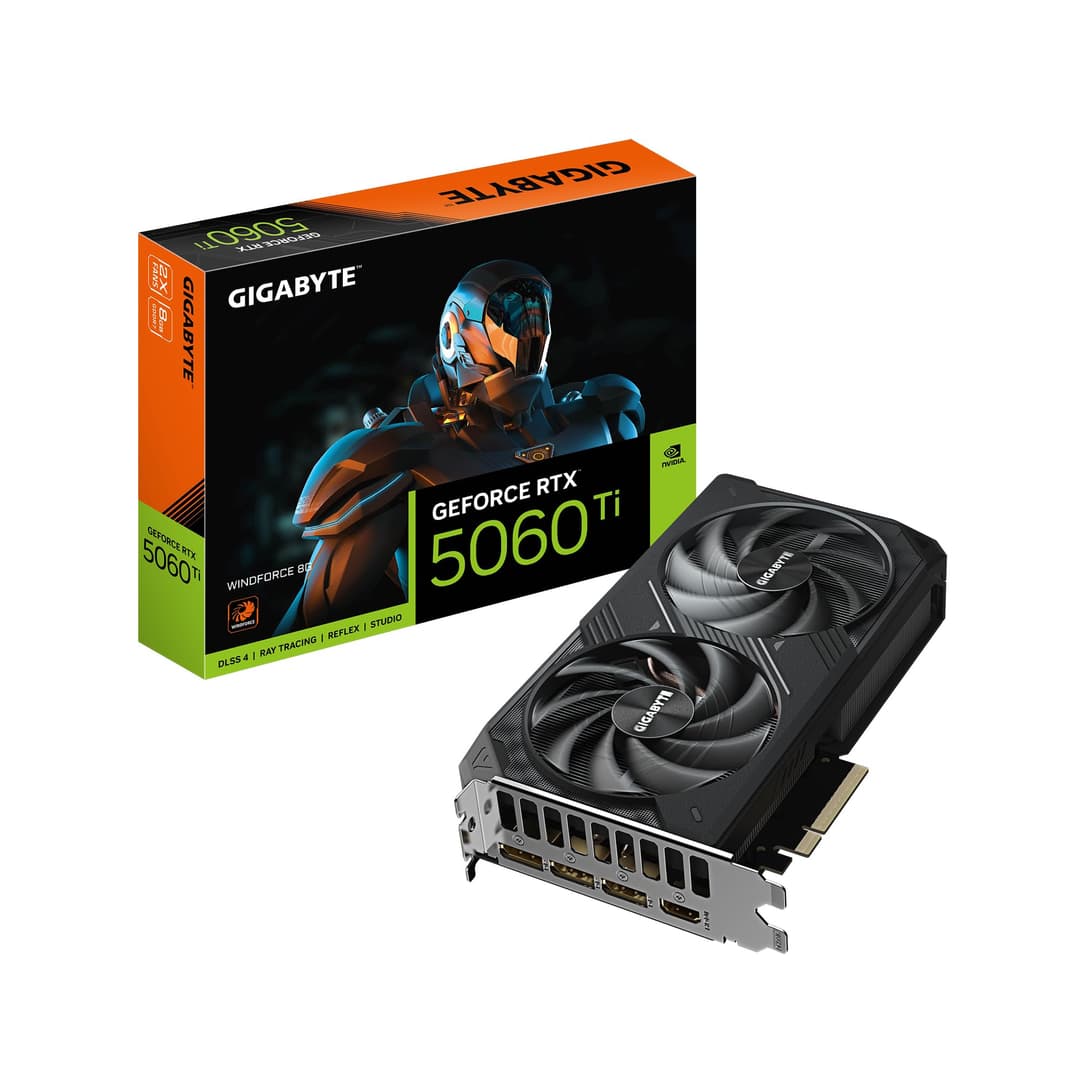 Gigabyte GeForce RTX 5060 Ti WINDFORCE 8G Graphics Card - 8GB GDDR7, 128bit, PCI-E 5.0, 2572MHz Core Clock, 3 x DisplayPort, 1 x HDMI, GV-N506TWF2-8GD