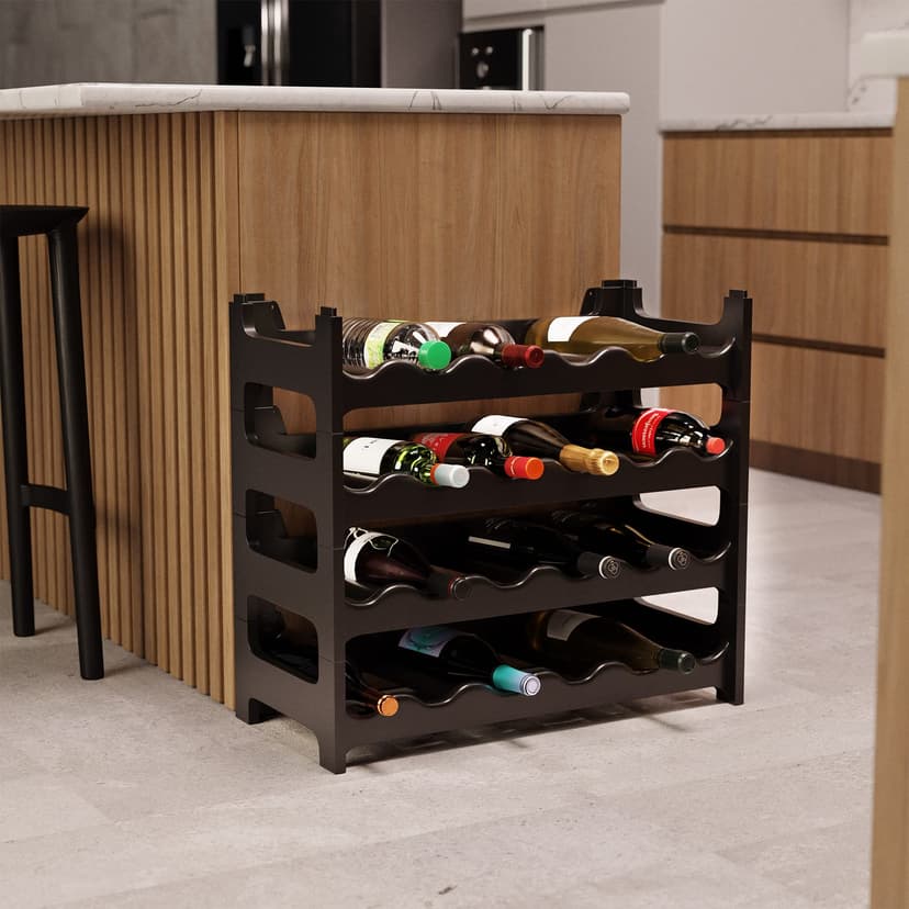 Modular Wine Rack, Bottle Rack, Bottle Storage, Bottle Holder, Wine Holder, plastic, Gris Anthrazit, 24 emplacements de bouteilles - 5