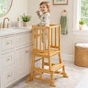 COSYLAND Montessori Learning Tower for Children from 1 Year - Safe Children's Learning Tower from 2 Years - Sturdy Toddler Tower, Natural Colour - 8