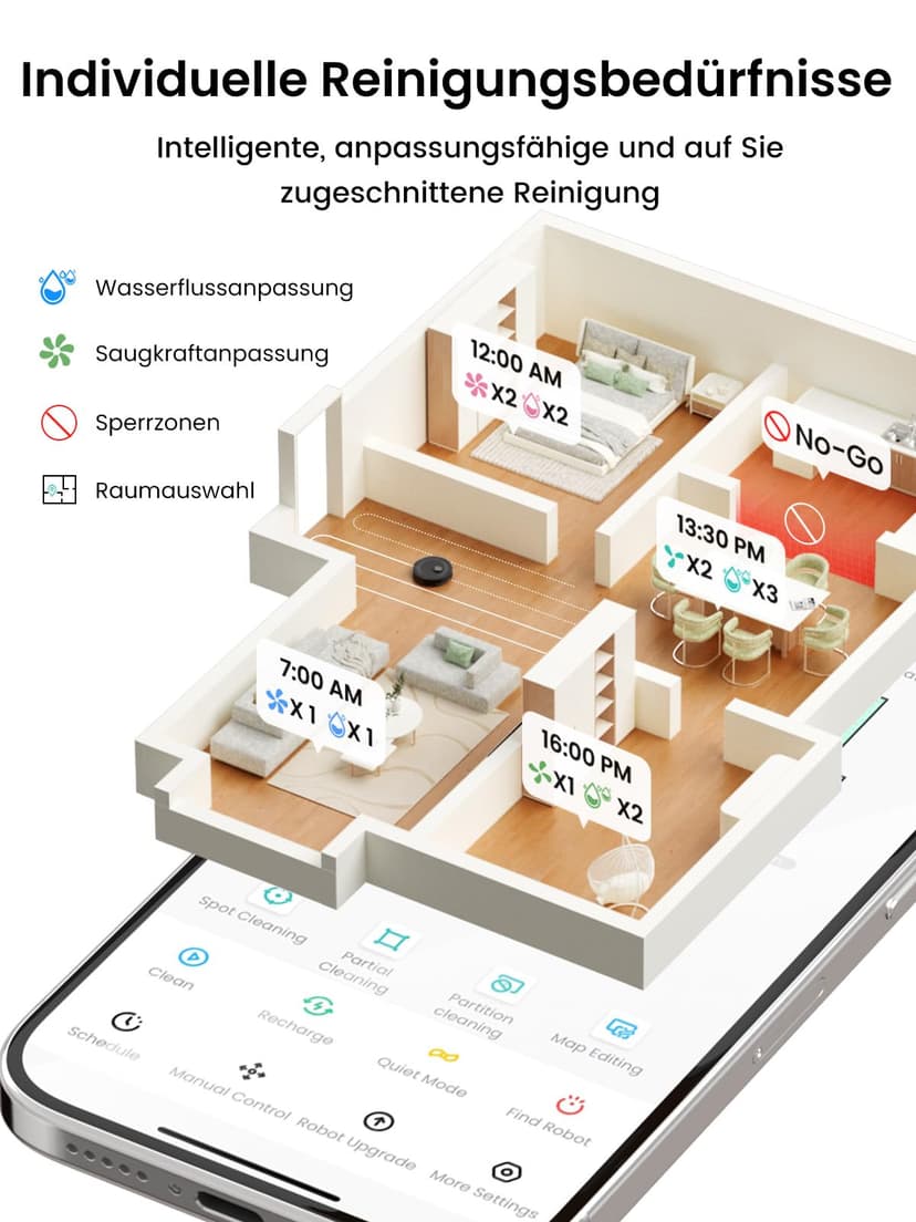 Lefant M2 Plus Aspirateur Robot Laveur avec Station 6000Pa Vidage Automatique Poussière,Navigation Laser Cartographie,Évitement d'obstacles PSD,Idéal pour Poils d'animaux/Tapis, WiFi/App/Alexa, Noir - 8