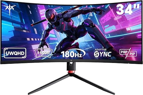 KTC 24 Inch Curved Monitor, FHD 1080P@180Hz Gaming Monior with 1500R VA Panel, 1ms MPRT, Adaptive Sync, HDR10, 110% sRGB, VESA, HDMI 2.0 / DP 1.4 Compatible with Desktop, Laptop, PS5, Xbox and More