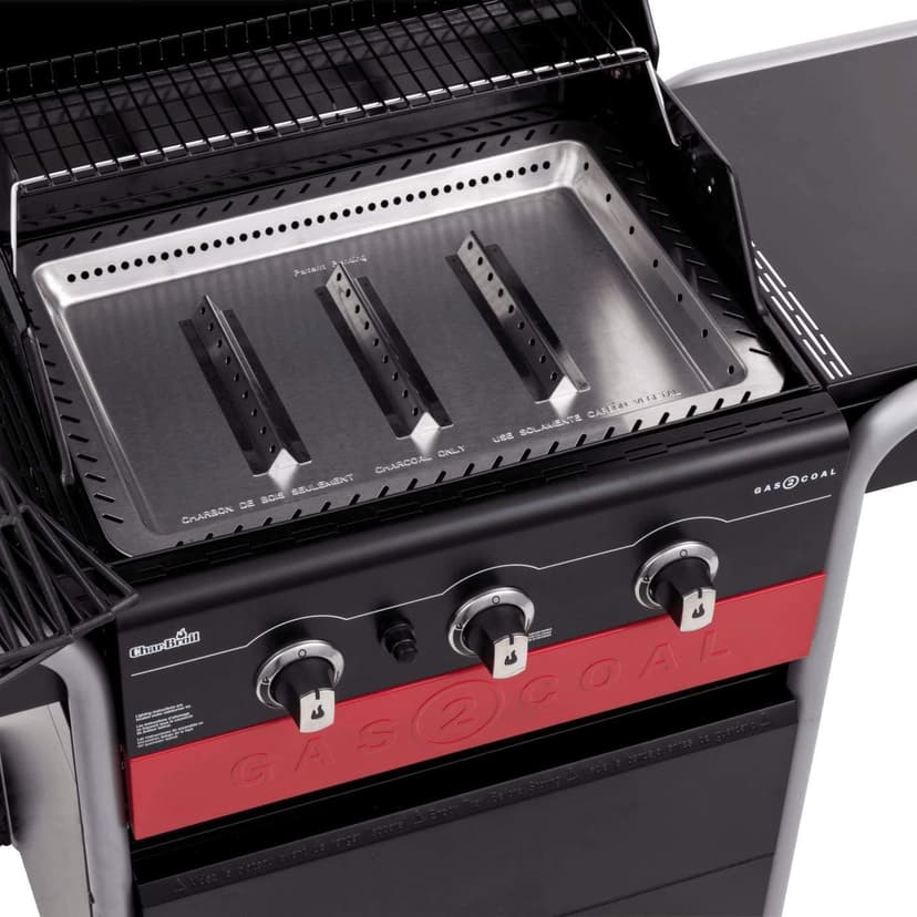 Char-Broil Gas2Coal Hybrid Grill - Griglia per barbecue a gas e carbone a 3 fuochi, finitura nera - 5