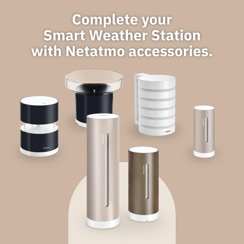 Netatmo Original 2nd Generation Weather Station | Indoor & Outdoor | Temperature, Humidity, Air Quality, UV, Pollen, Weather Forecast | Compatible Apple Home, Alexa, Google Home - Sand - NWS-S-EC - 6