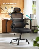 SONGMICS Office Chair, Ergonomic Mesh Chair for Desk, with Double-Layer Breathable Mesh Fabric, Dynamic Lumbar Support, Adjustable Headrest, for Home Office, Ink Black OBN041B01 - 2