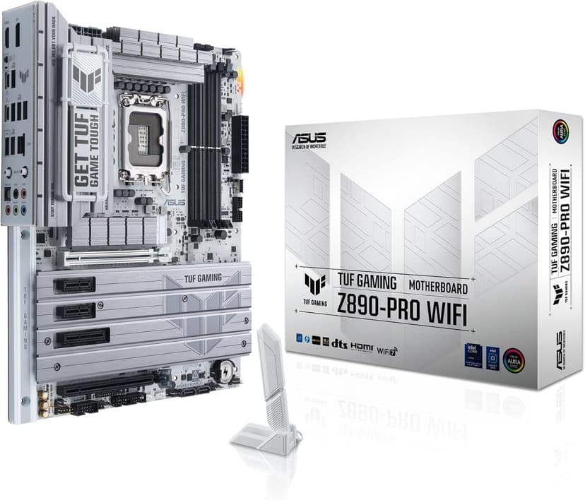 ASUS TUF GAMING Z890-PRO WIFI Intel ATX motherboard, 16+1+2+1(80A) power stages, DDR5, PCIe 5.0 w/ full support for next-gen GPUs, 2xUSB4, front USB 20Gbps w/ PD Fast Charge, 4xM.2 slots, Wi-Fi 7 - 1