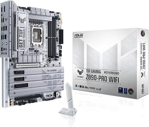 ASUS TUF GAMING Z890-PRO WIFI Intel ATX motherboard, 16+1+2+1(80A) power stages, DDR5, PCIe 5.0 w/ full support for next-gen GPUs, 2xUSB4, front USB 20Gbps w/ PD Fast Charge, 4xM.2 slots, Wi-Fi 7