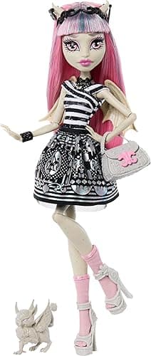Monster High Boo-riginal Creeproduction Doll, Rochelle Goyle Collectible Reproduction with Doll Stand, Diary, and Pet Gargoyle Griffin Roux, JHK57