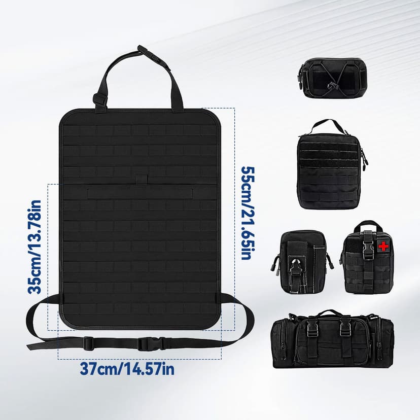 Tactical Car Seat Organizer with 5 Detachable Bag, Car Backrest Protector 600D Oxford Waterproof Tactical Vehicle Seat Back Organiser for Most Vehicle SUV Truck Pickup - 2