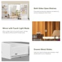 TEENFON Dressing Table with LED Light Mirror & Power Outlet, Vanity Table Makeup Desk with 8 Drawers and 6 Storage Shelves, 3 Color Modes & Adjustable Brightness Vanity desk, L Shape Change, White - 6