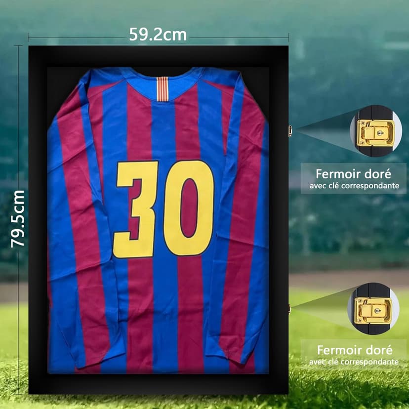 Tinkeps Football Shirt Frame Display - Engineered Wood & Acrylic, Jersey Display Case, Black - 2