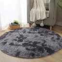 Tinyboy-hbq Tapis Rond Salon Tapis Chambre Rond Moderne Design Shaggy Poils Longs Interieur Décor Ultra Doux De Peluche De Pièce De Maison De Pépinière(Gris Noir❍ 140cm) - 2