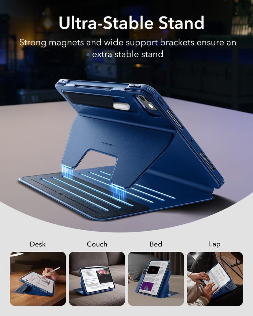 ESR Coque pour iPad Pro 13 Pouces M5/M4 (2025/2024) avec Coque Magnétique Amovible, Support Portrait/Paysage Réglable, 9 Angles de Position, Série Shift, Bleu - 4