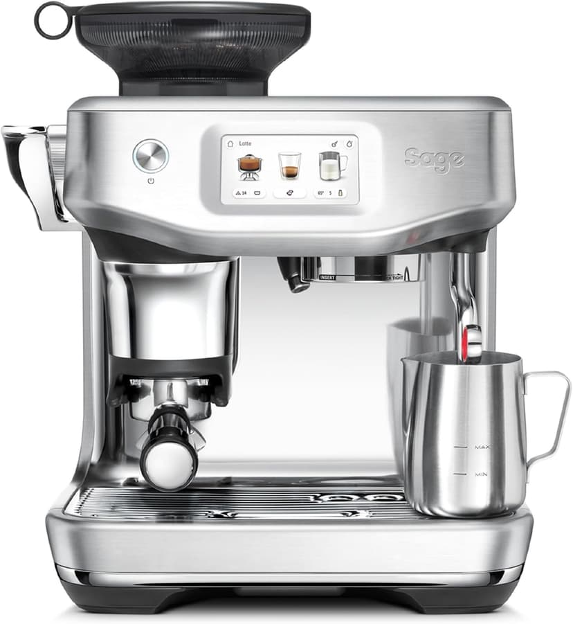 Sage - The Barista Touch Impress - Coffee Maker from Bean to Cup with Grinder, Milk Frother and Cold Brew Function - Almond Nougat - 1