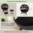 blumfeldt Fire Pits for Garden, Fire Bowl Camping Firepit, Outdoor Wood Burners for Camp Firepit with Steel Base Stand, Outside Fireplace Log Burner w/Poker, Circular Weatherproof Firebowl for Garden - 4