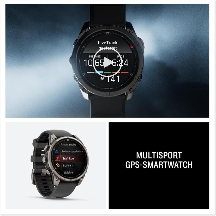 Garmin fēnix 8 Pro, 47mm LTE Premium multisport GPS smartwatch,AMOLED touch Screen,built in inReach technology, advanced health & training features,LED flashlight, up to 15 days battery life,Graphite - 9