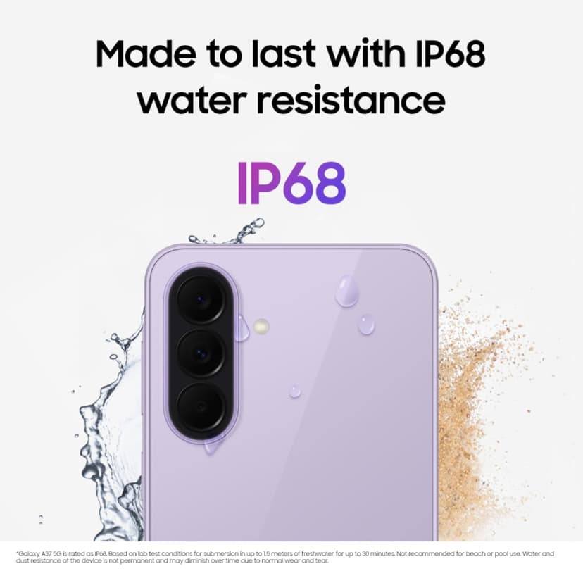 Samsung Galaxy A37 5G (Awesome Lavender, 8 Go de RAM, 256 Go de stockage), IA agentique, triple caméra avec vidéo de nightographie, autonomie de 2 jours, mises à niveau du système d'exploitation 6 - 5