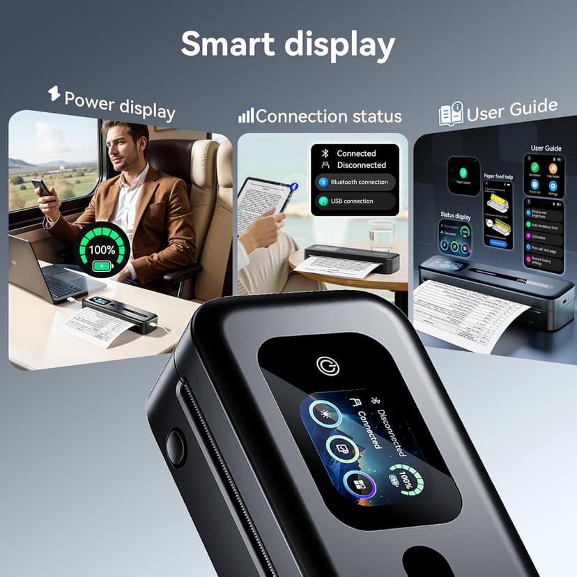 Phomemo M832D Portable Thermal Printer, A4 Touchscreen Bluetooth Inkless Printer for Home & Office, 300dpi Mobile Printers Compatible with Phone & Laptop, Wireless Printers for Business Trip, School - 3