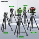 Huepar Lightweight 172cm Adjustable Laser Level Tripod with 3-Way Swivel Pan Head, Portable Handle, Bubble Level, Quick Release Plate with 1/4" Screw Mount & 5/8" UNF Adapter Nut - Camera Tripod T16A - 8