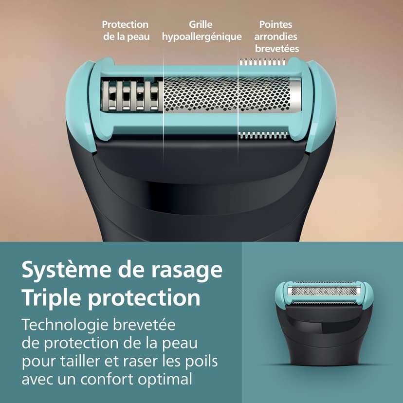 Philips Bodygroom série 5000 - Tondeuse pour hommes avec Triple protection, taille des poils et rasage des zones intimes, accessoire pliant pour le dos, 100% étanche, autonomie de 100 min, BG5480/15 - 4