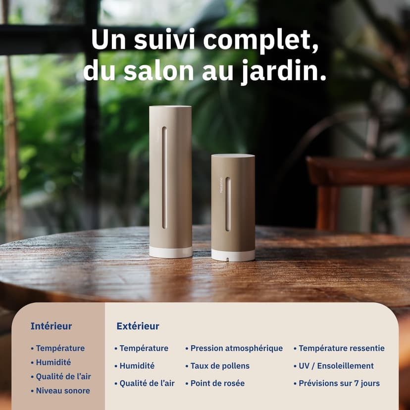 Netatmo Station Météo ORIGINAL 2e génération | Intérieur & Extérieur | Température, Humidité, Qualité de l'air, UV, Pollens, Prévisions météo | Compatible Apple, Alexa, Google - Sable - NWS-S-EC - 2
