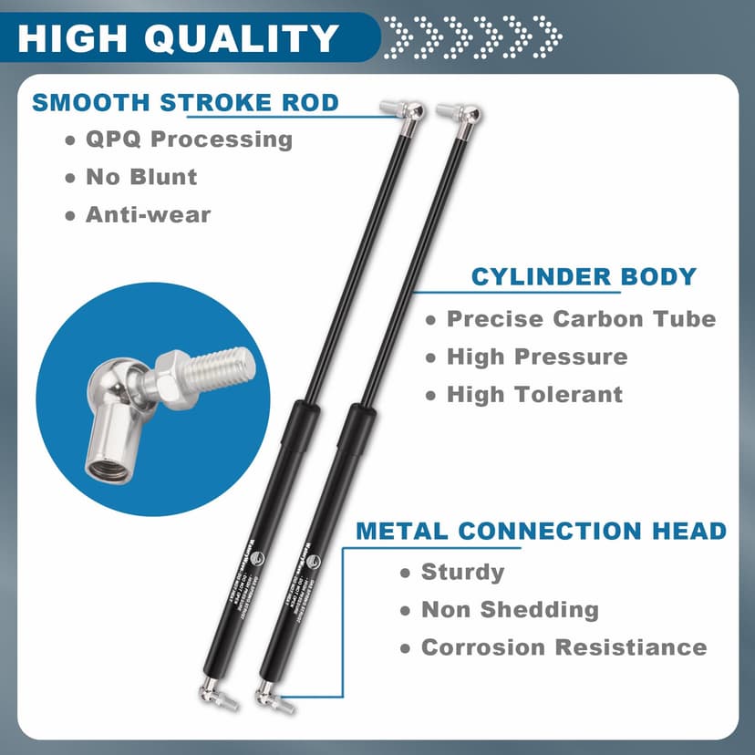 2Pcs 350MM 200N Universal Gas Struts with Ball Joint Heads Heavy Duty Gas Shock Absorber Springs for Cabinets Boat Cover Hatch Storage Box (Weight of suitable lid 36-50LB), 350MM-200N - 5