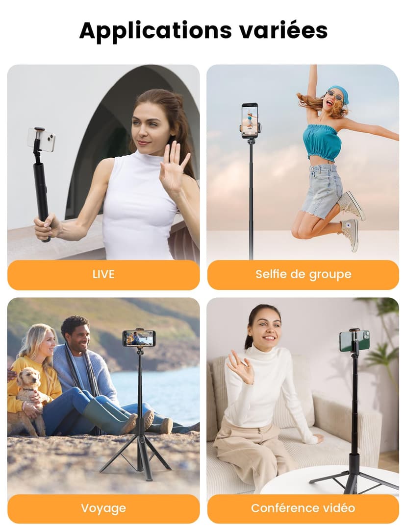 ANXRE 71"/180cm Phone Tripod Monopod, NT79 Extendable Selfie Stick Tripod for Cell Phone＆Camera, Mobile Tripod Stand for Filming, Tripod Stand Holder Compatible with Smartphone Camera - 8