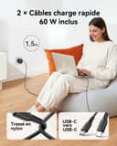 INIU 30 W USB C Charger Pack of 2, [USBC + USBA] Fast Charger with Cable, Gan PD 3.0 Multiple Power Supply, USB C Charger for iPhone 16 15 Pro Max, iPad, Galaxy S25 S24 S23 Ultra, Google ECC - 4