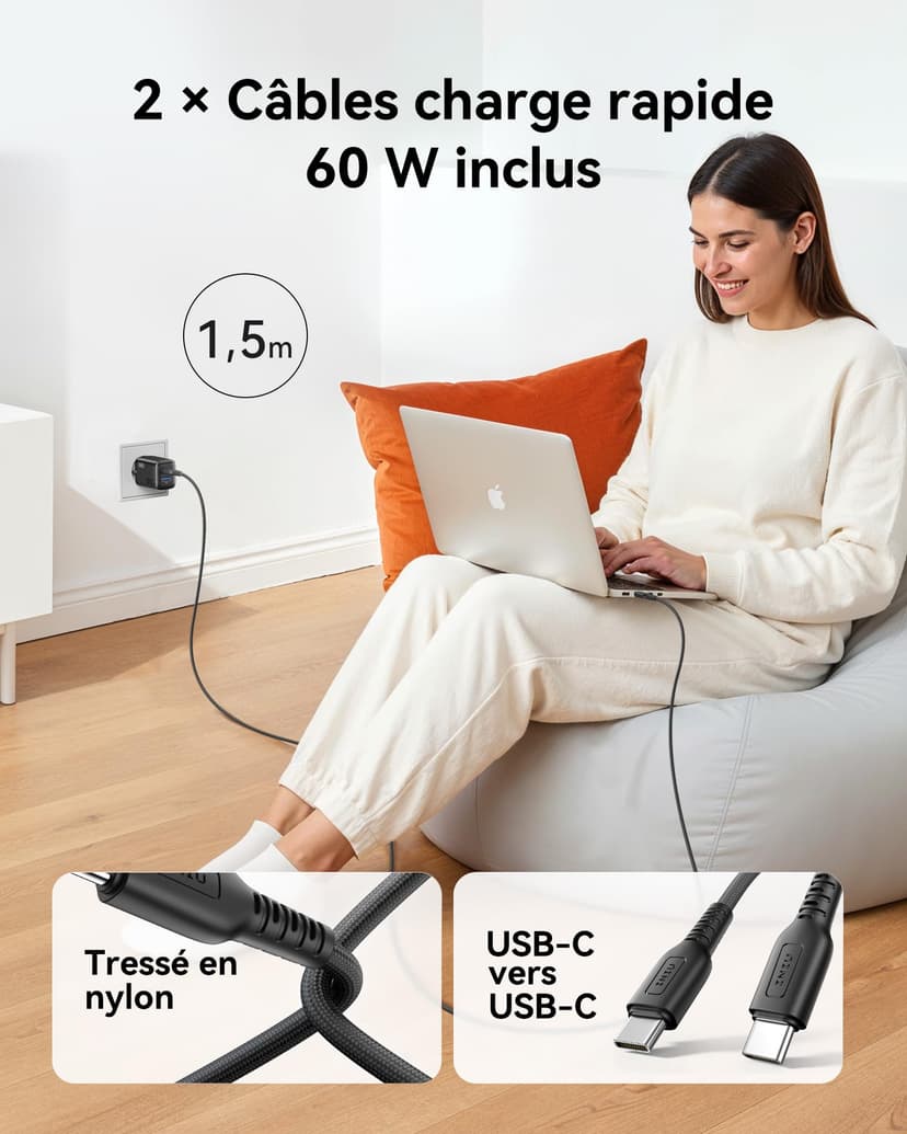 INIU 30 W USB C Charger Pack of 2, [USBC + USBA] Fast Charger with Cable, Gan PD 3.0 Multiple Power Supply, USB C Charger for iPhone 16 15 Pro Max, iPad, Galaxy S25 S24 S23 Ultra, Google ECC - 4