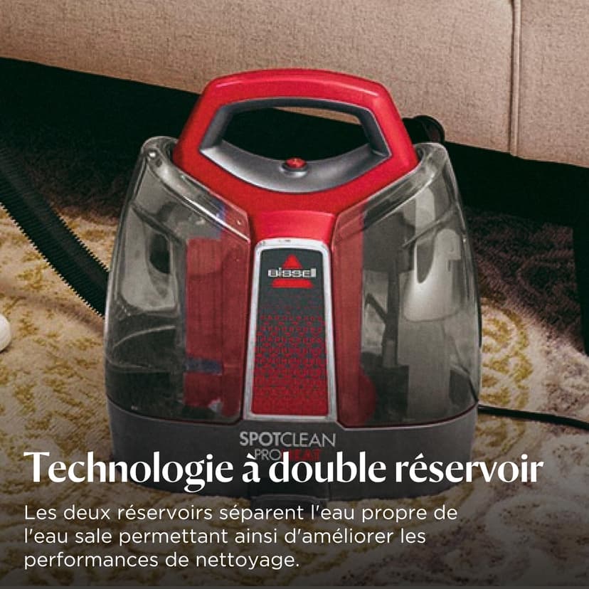 BISSELL SpotClean ProHeat, Upholstery Cleaner, Carpet Cleaner with HeatWave Technology, Compact Vacuum Cleaner, Wet Vacuum Cleaner for Carpets, Upholstery, Car & More, Powerful 330W Motor, 36988 - 3