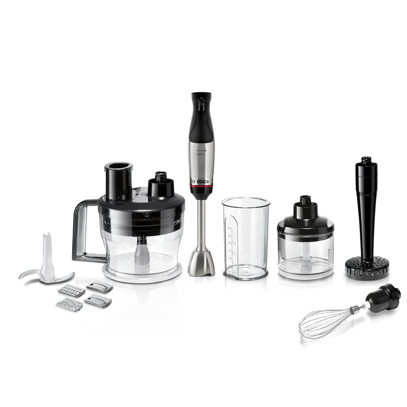 Bosch, Hand Blender, ErgoMaster 6 Series, 1000 Watt Air-Cooled Motor, Extra Wide Speed Variator, QuattroBlade System Pro Mixing System, Accessories Included, MSM6M673 - 1
