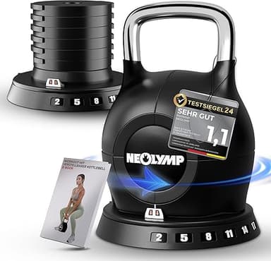 NEOLYMP Kettlebell de 2 à 20 kg – Kettlebell 7 en 1 régla…