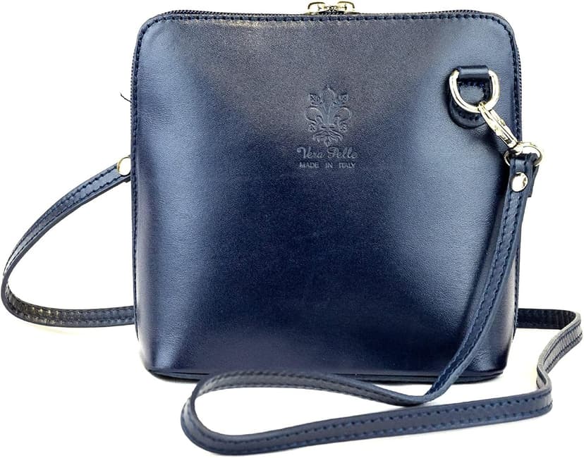 Woodland Leathers Small Vera Pelle Handbag Genuine Leather Cross Body Bag for Women Italian Mini Shoulder Bag Highquality Strap (Navy) - 1