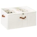 StorageWorks Organisateur de chaussures pour placard, boite rangement chaussures pour 24 paires, boîte en tissu avec couvercle transparent, conteneurs de rangement pour chaussures d'armoire, beige - 1