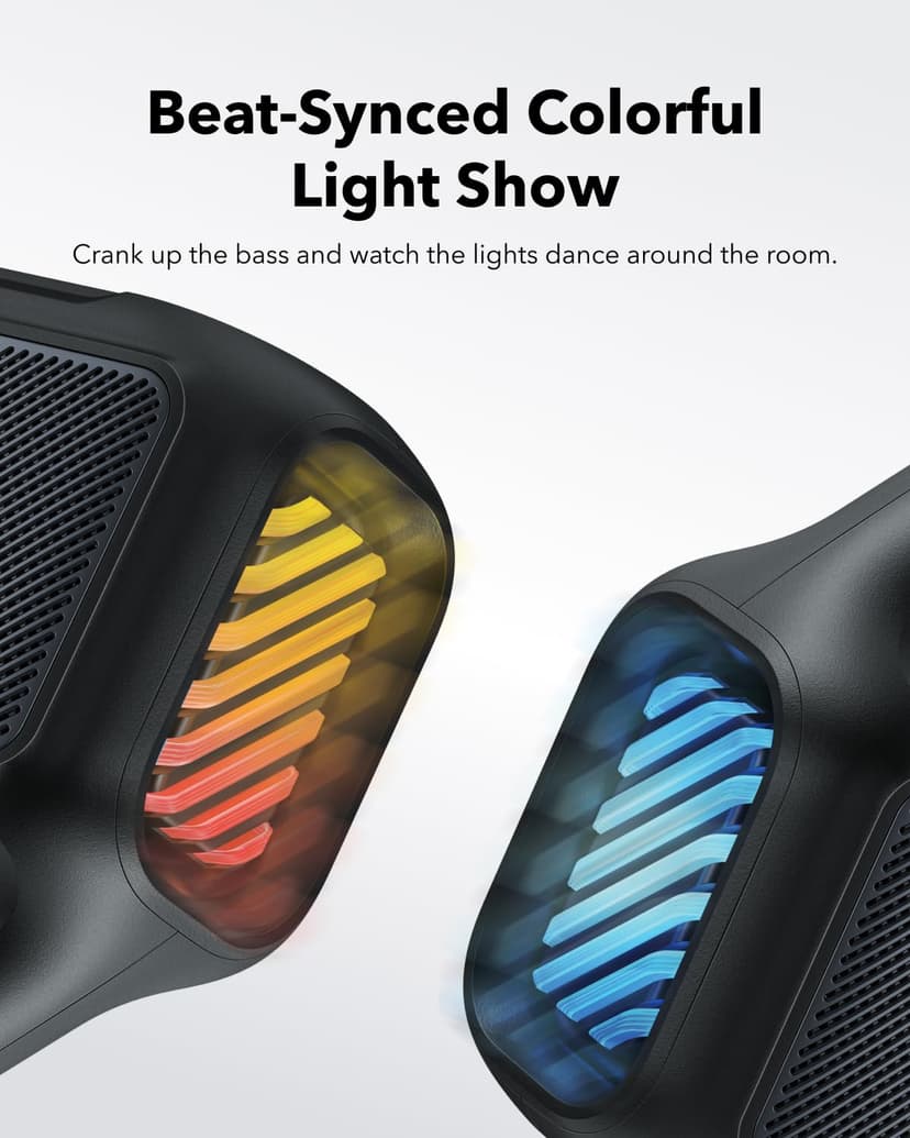 soundcore Anker Boom 2 Bluetooth Speaker, Outdoor Speaker with 80W, Subwoofer, BassUp 2.0, 24H Playtime, IPX7 Waterproof, Floatable, RGB Lights, Custom EQ, USB-C, Portable for Camping, Beach, Garden - 4