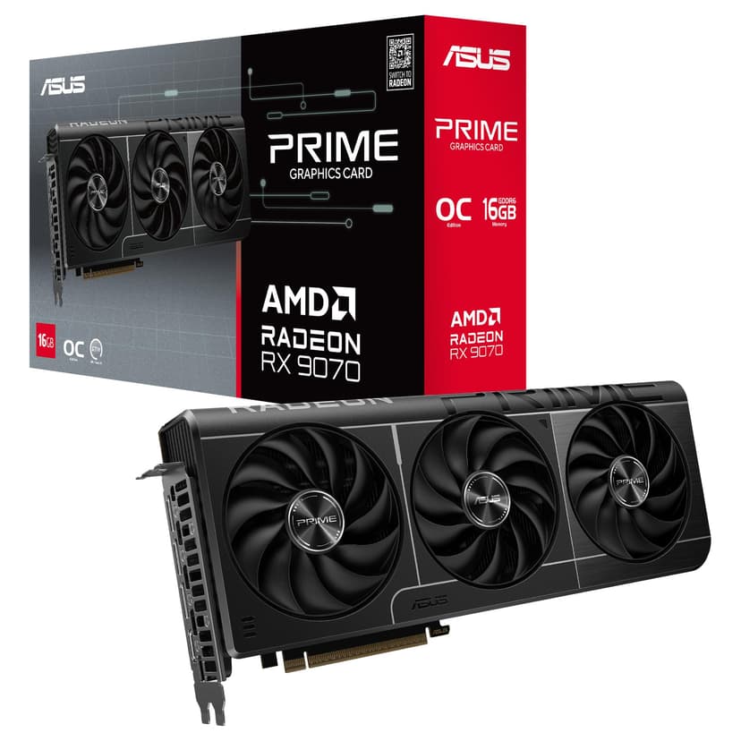 ASUS Prime Radeon RX 9070 OC Edition – Carte Graphique (16GB GDDR6, PCIe 5.0, HDMI, DisplayPort 2.1, 2.5-Slot, Ventilateurs axiaux à Double roulement à Billes, Dual BIOS) - 1