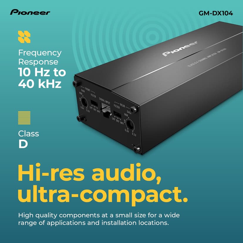 PIONEER GM-DX104 4 channel inline car amplifier - 4 x 100w - 4