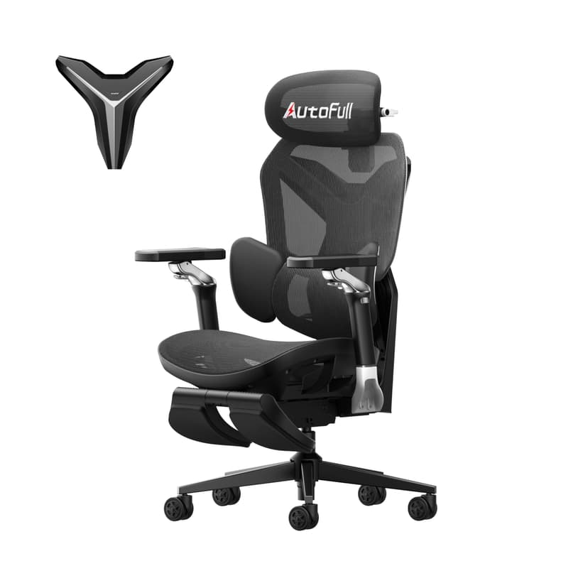 AutoFull G7 Ergonomic Office Chair, 3-Zone Dynamic Lumbar Support, 360° Armrests, CloudTech Mesh, 140° Recline, Footrest, Detachable Back Armor, Desk Chair for Office & Gaming, Black - 1